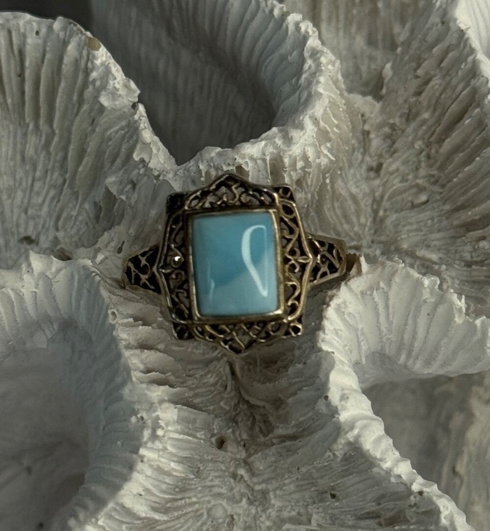 925 Sterling Silver Bbj Larimar Ring Size 5
